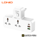LDNIO - Toma corriente con 02 enchufes, 02 puerto USB y 01 Puerto C